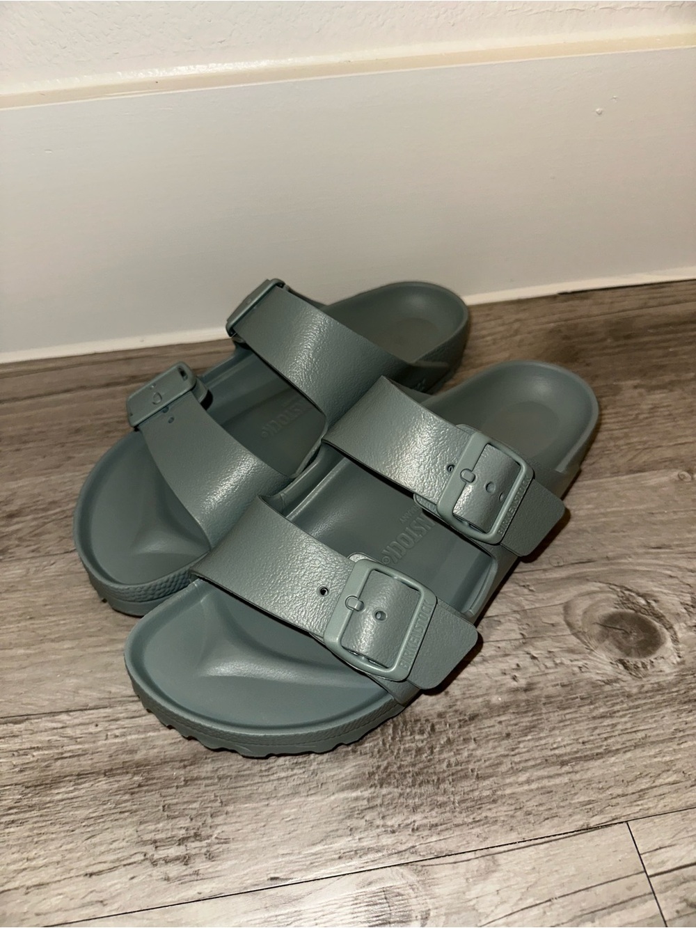 Birkenstock Arizona Essentials EVA Two-Buckle Slide Sandals in Basalt Grey